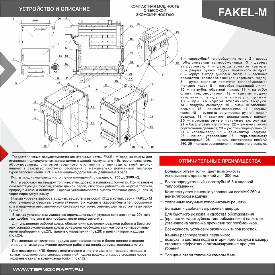 Котел промышленный Fakel-M 150 кВт для отопления 1100-1500 кв.м. от официального дилера Термокрафт – Эко Котел 7