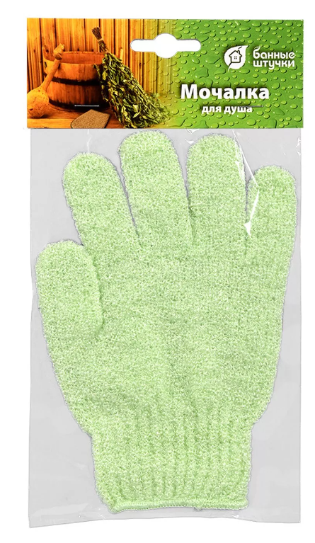 Мочалка для душа перчатка, 19х13 см, hard, цвет в ассортименте, для бани и сауны