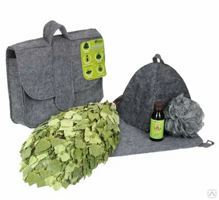 Набор банный 6 предметов (портфель, веник, шапка, коврик, мочалка, ароматизатор) Банны 
