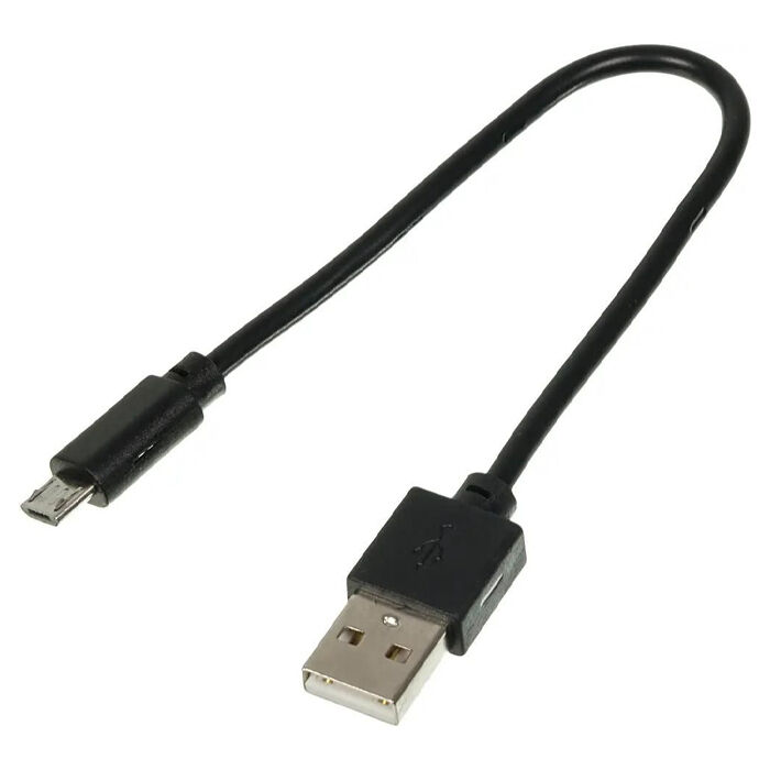 Кабель USB A - microUSB 0.15м Digma MICROUSB-0.15M-BLK, черный