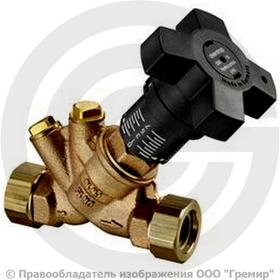Клапан балансировочный ручной бронзовый муфтовый Ду-25 Ру-25 ВР (ВН) Kvs=8.89м3/ч с измерительными ниппелями Hydrocontro