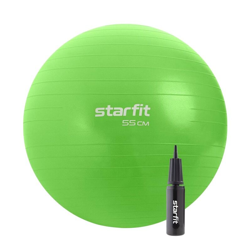 Фитбол STARFIT GB-109 55см,0,9кг, антивзрыв, с ручн насосом,зел,УТ-00020818 Starfit
