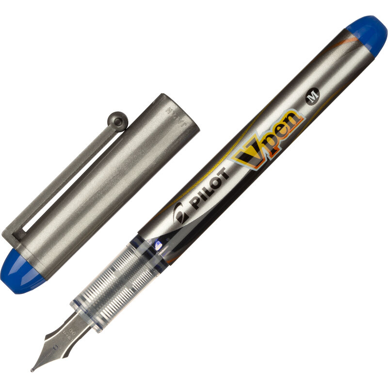 Ручка перьевая одноразовая Pilot SVP-4M V-Pen цвет чернил синий цвет корпуса серый