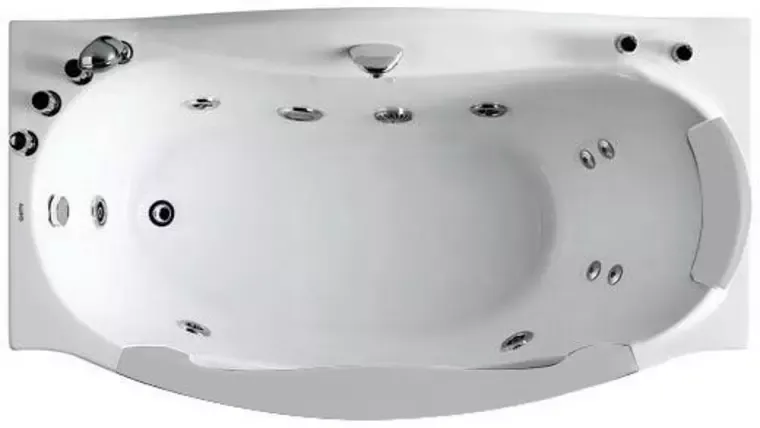 Гидромассажная ванна акриловая «Gemy» G9072 B 171/92 с каркасом с сифоном белая левая
