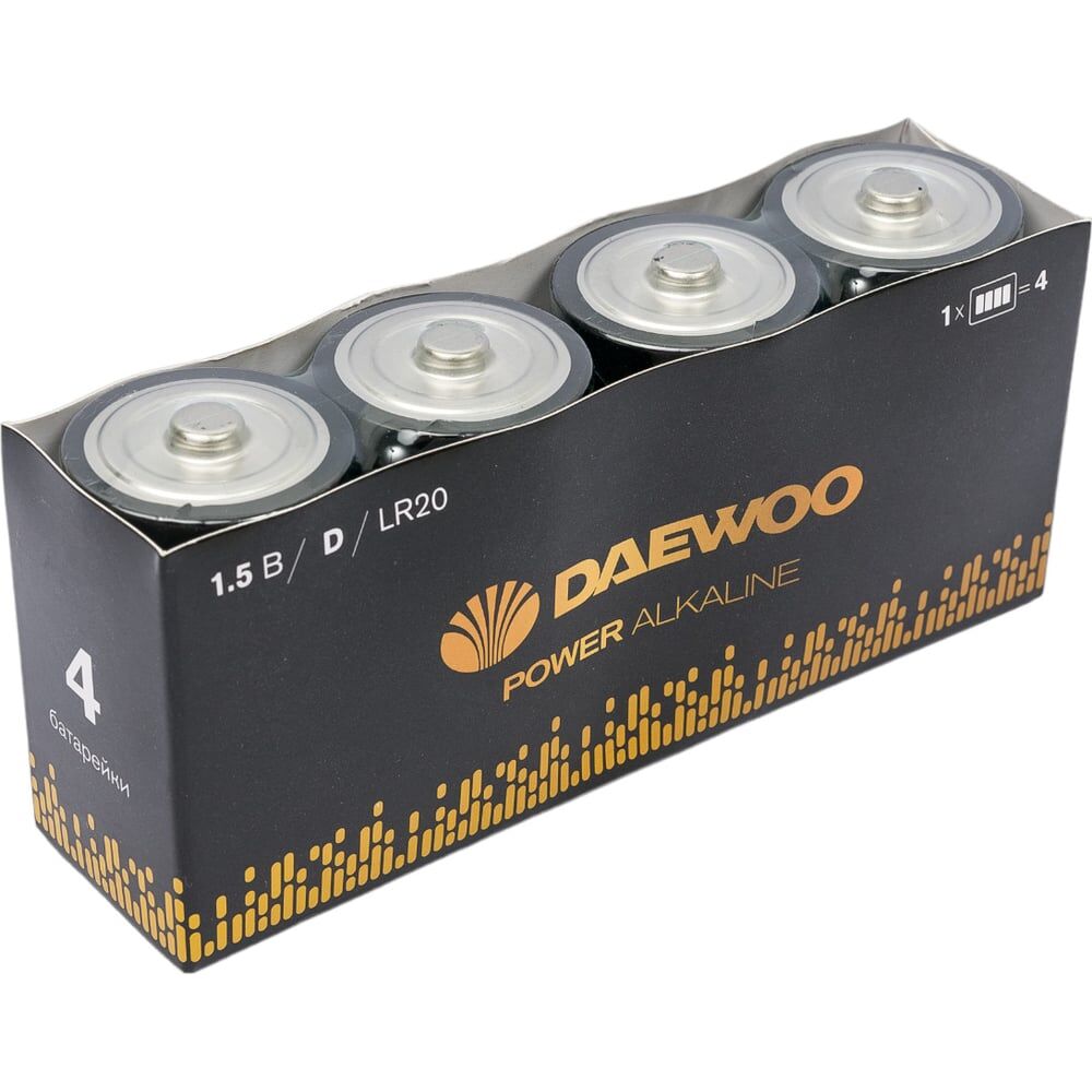 Алкалиновая батарейка DAEWOO LR20 Power Alkaline Pack-4
