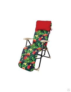 Кресло-шезлонг складное с подножкой и матрасом Haushalt HHK-5/F - принт с фламинго Nika 