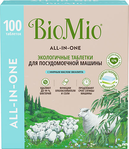 Таблетки BioMio BIO-TABS, MULTI эвкалипт, 16г/100шт. BIO-TABS MULTI эвкалипт 16г/100шт.