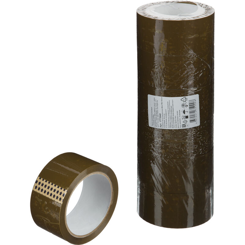 Клейкая лента упаковочная 48 мм х 66 м х 40 мкм коричневая (6 штук в упаковке) NoName