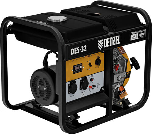 Генератор дизельный Denzel DES-32, 3.2 кВт, 230 В, 11 л, ручной стартер DES-32 3.2 кВт 230 В 11 л ручной стартер